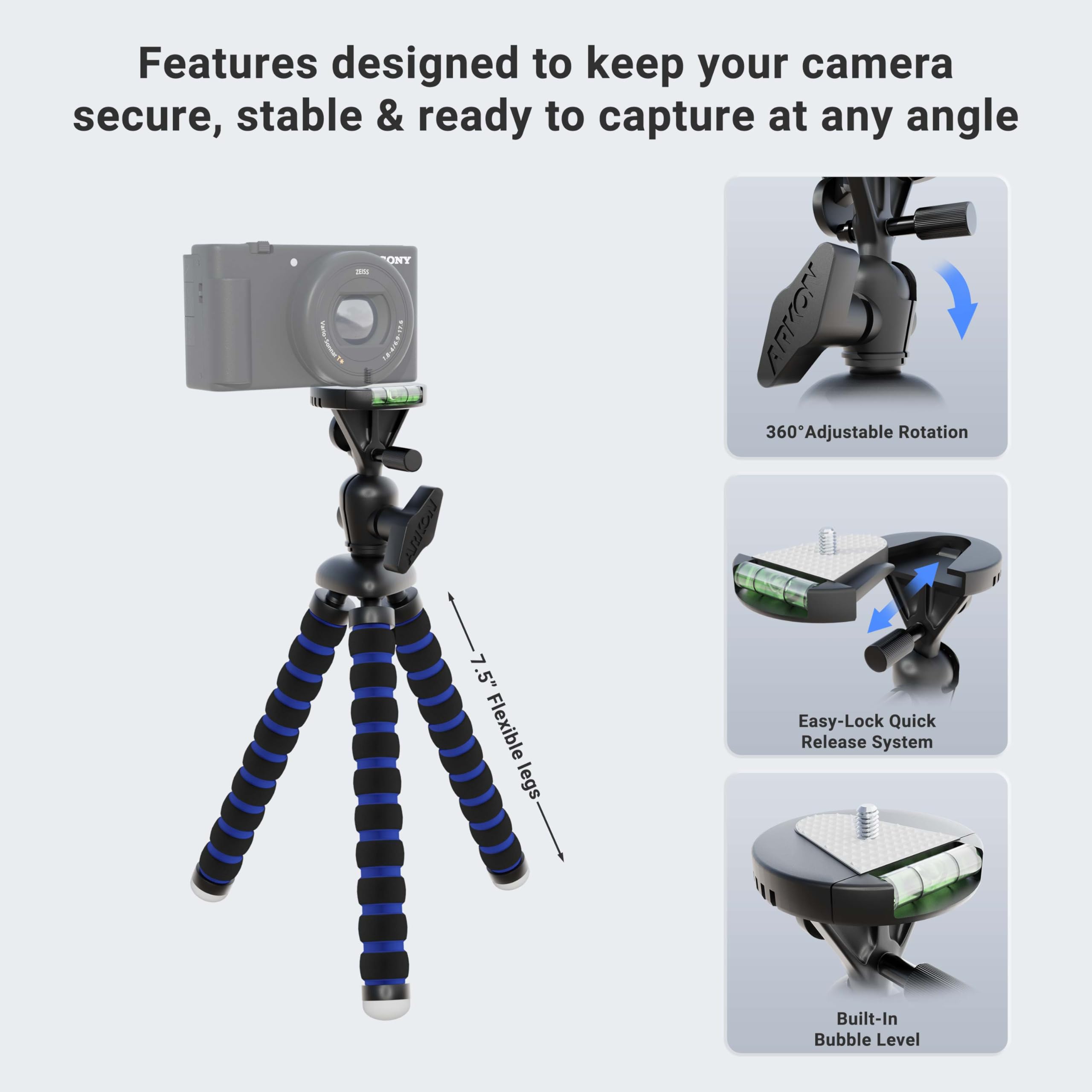 Amazon | Arkon 11インチ カメラ三脚マウント Canon Sony Nikon